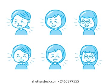 Simple facial expression illustration set 1 color