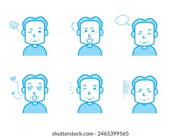 Simple facial expression illustration set 1 color