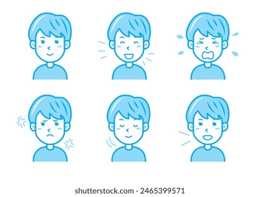Simple facial expression illustration set 1 color