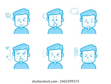 Conjunto de ilustración de expresión facial simple 1 color