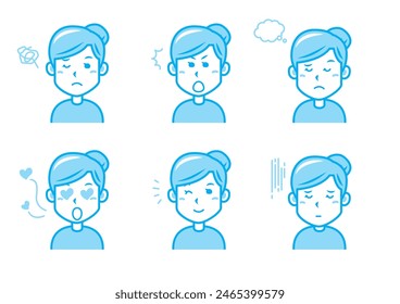 Simple facial expression illustration set 1 color
