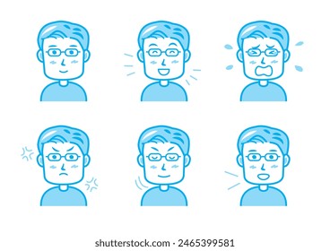Simple facial expression illustration set 1 color
