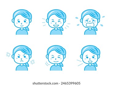 Simple facial expression illustration set 1 color
