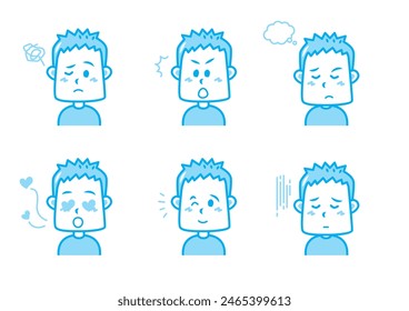 Simple facial expression illustration set 1 color