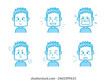 Simple facial expression illustration set 1 color