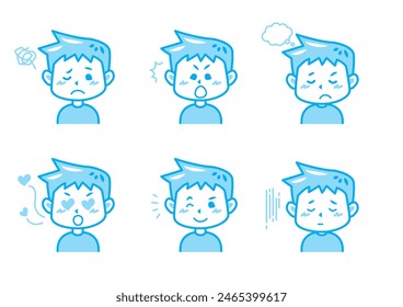 Conjunto de ilustración de expresión facial simple 1 color