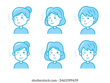 Simple facial expression illustration set 1 color