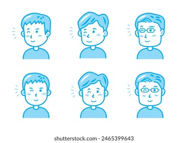 Simple facial expression illustration set 1 color