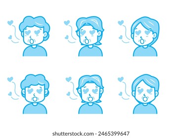 Simple facial expression illustration set 1 color