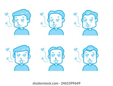 Simple facial expression illustration set 1 color