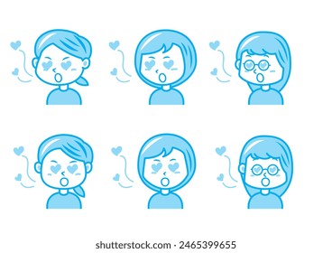 Simple facial expression illustration set 1 color