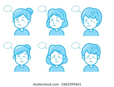 Simple facial expression illustration set 1 color