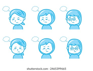 Simple facial expression illustration set 1 color