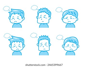 Simple facial expression illustration set 1 color