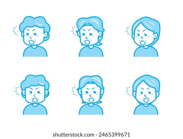 Simple facial expression illustration set 1 color
