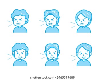 Simple facial expression illustration set 1 color