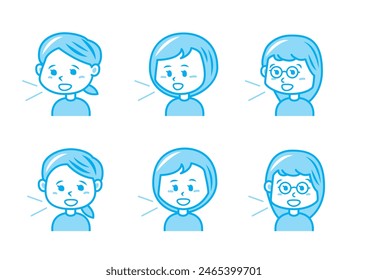 Simple facial expression illustration set 1 color