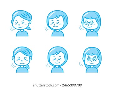 Conjunto de ilustración de expresión facial simple 1 color
