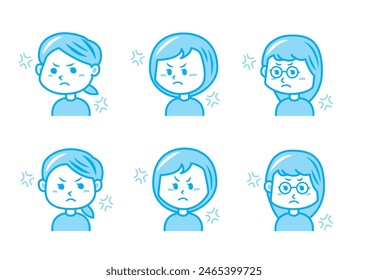 Simple facial expression illustration set 1 color