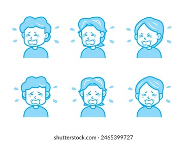 Conjunto de ilustración de expresión facial simple 1 color