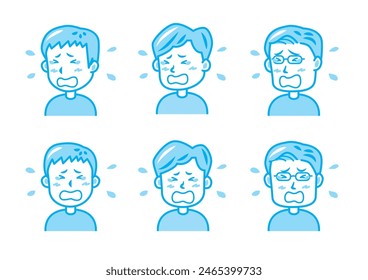 Conjunto de ilustración de expresión facial simple 1 color