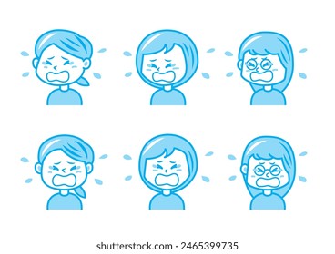 Conjunto de ilustración de expresión facial simple 1 color