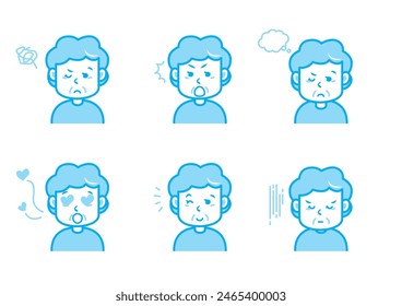 Simple facial expression illustration set 1 color
