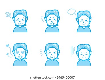 Simple facial expression illustration set 1 color