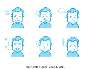 Simple facial expression illustration set 1 color