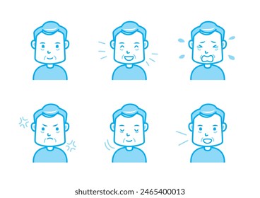 Simple facial expression illustration set 1 color