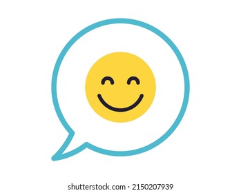 Simple facial expression and yellow cartoon smile flat vector illustration.