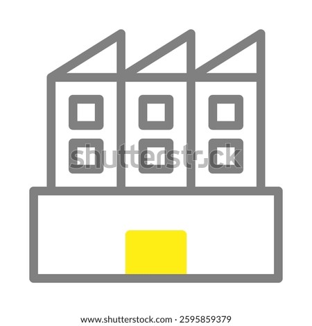Simple Factory Building Icon with Yellow Accent