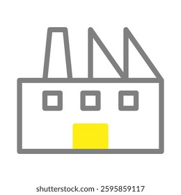 Simple Factory Icon, Manufacturing Illustration