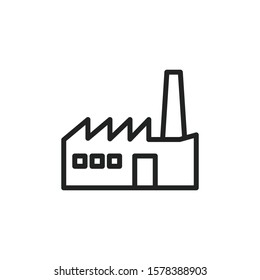 Simple factory line icon. Stroke pictogram. Vector illustration isolated on a white background. Premium quality symbol. Vector sign for mobile app and web sites.