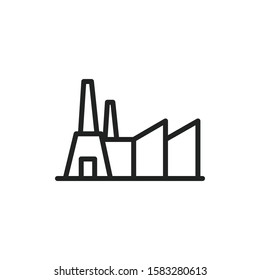 Simple factory line icon. Stroke pictogram. Vector illustration isolated on a white background. Premium quality symbol. Vector sign for mobile app and web sites.