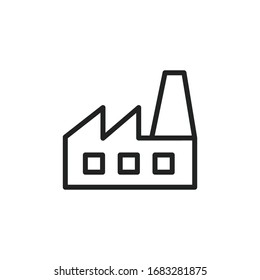 Simple factory line icon. Stroke pictogram. Vector illustration isolated on a white background. Premium quality symbol. Vector sign for mobile app and web sites.