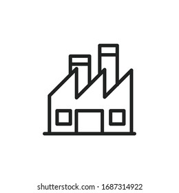 Simple factory line icon. Stroke pictogram. Vector illustration isolated on a white background. Premium quality symbol. Vector sign for mobile app and web sites.