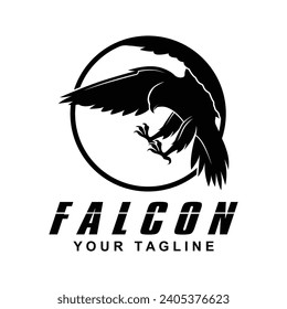 Simple falcon vector logo design. logo suitable for sport team, media company, and secure agency