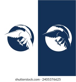 Simple falcon vector logo design. logo suitable for sport team, media company, and secure agency