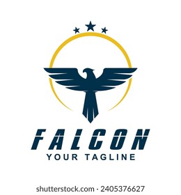 Simple falcon vector logo design. logo suitable for sport team, media company, and secure agency