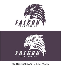 Simple falcon vector logo design. logo suitable for sport team, media company, and secure agency