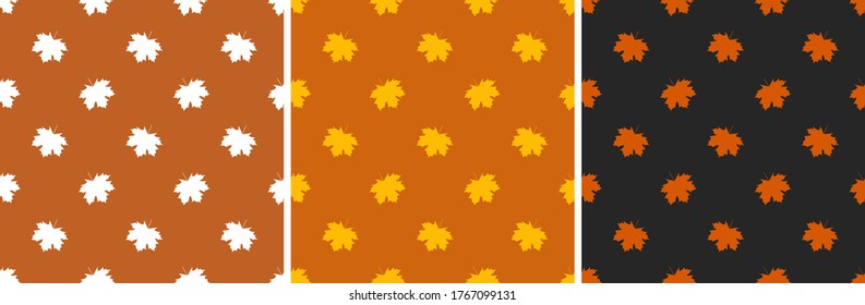 A simple fall pattern. Seamless. Falling maple leaves. Endless natural texture. Simple leafy background. Use for wallpaper, pattern fills, web page background.