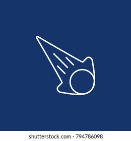 Simple falling meteor icon in outline or monoline style