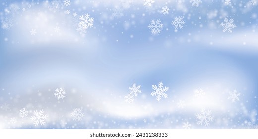 Simple falling snow flakes pattern. Wintertime dust frozen elements. Snowfall weather white blue backdrop. Filigree snowflakes new year texture. Snow hurricane landscape.