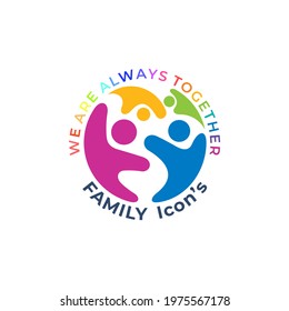 Simple family icon with circle design social, colorful design template