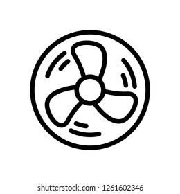 Simple fan or cooler, outline linear icon in circle. Black icon on white background