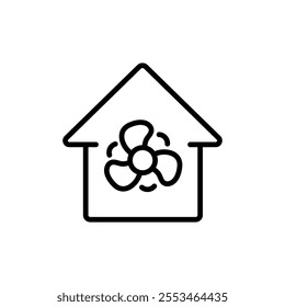 Simple fan or ventilator outline icon. Concept for your logo web mobile app UI design. Vector linear illustration.
