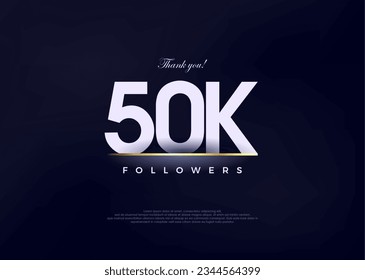 Simple and fancy design greeting to 50k followers, Premium vector background for achievement celebration design.