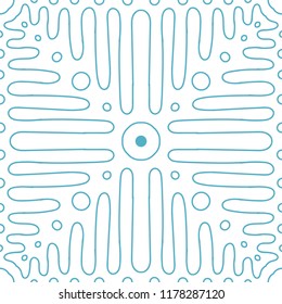 Simple fancy tile with symmetrical mandala. Vector seamless pattern