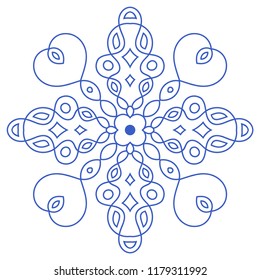 Simple fancy tile with symmetrical mandala. Vector seamless pattern